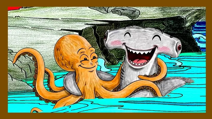 Illustrated octopus and shark from Best Of Friends